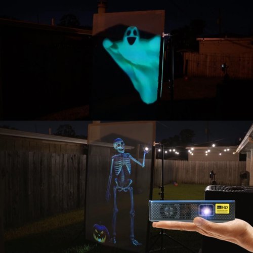 AAXA M7 1080p DLP Mini Projector, Direct Screen Mirroring, 1200 LED Lumens, Massive 3-hour battery, Dual Speakers - Gray/Black GLOBAL SHIPPING