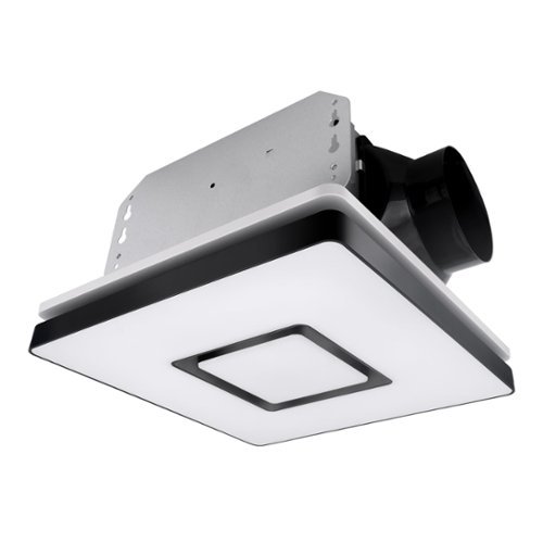 Akicon - 1390N2 Series Decorative Fan Speed 90 CFM Ceiling Bathroom Exhaust Fan with 18 Watt Dimmable 3CCT LED Light Square - Black-Front_Standard 