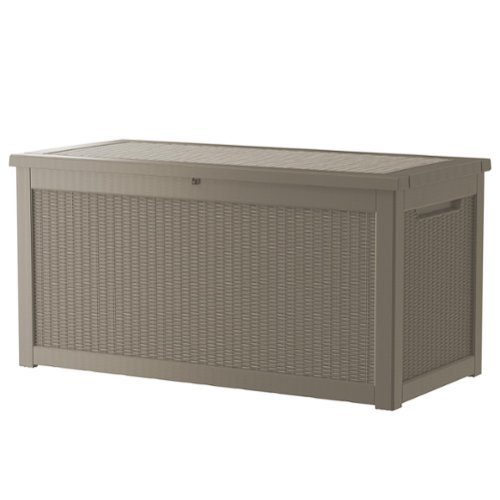 Decksplore - 320 Gal. Outdoor Resin Waterproof Deck Box with Lockable Lid - Brown-Front_Standard 