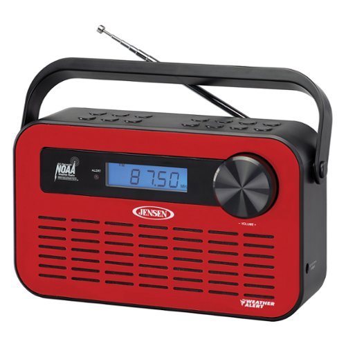 Jensen - Portable Digital AM/FM Weather Radio, Weather Alert, 2-Way Charging, JEP-250 - Red-Front_Standard 