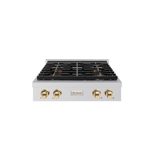 ZLINE - Autograph 30 in. Paramount Built-In Gas Cooktop with 4 DuoPro Burners and Gold Accents (PSRTZ-30-G) - Stainless Steel