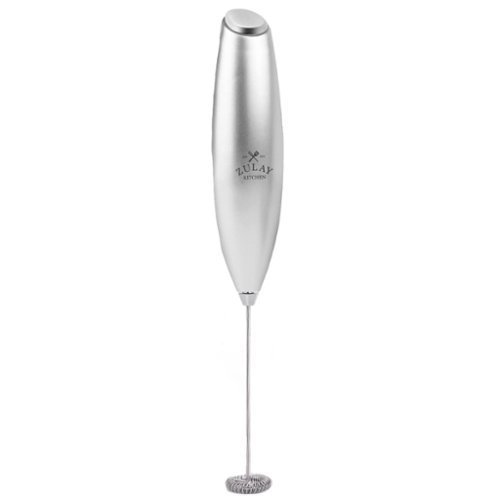 Zulay Kitchen - Powerful Milk Frother Handheld Foam Maker for Lattes by Milk Boss - Silver-Front_Standard 