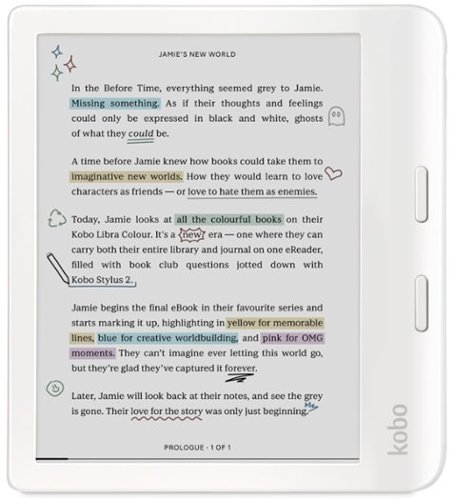 Kobo - Libra Colour | eReader | 7" Glare-Free Colour E Ink Kaleido 3 Display | Dark Mode Option | Waterproof - 2024 - White-Front_Standard 