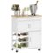 Homcom - Kitchen Cart, Kitchen Island with Storage Drawer, 9-bottle Wine Rack, Door Cabinets - White-Front_Standard