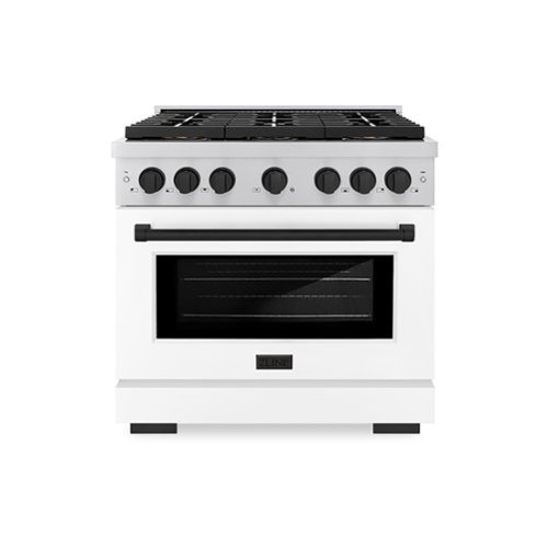 ZLINE - Autograph 36 in. Paramount Dual Fuel Range w/ DuoPro Cooktop & White Door w/ Black Accents (PSDRZ-WM-36-MB) - Stainless Steel with White Matte Door