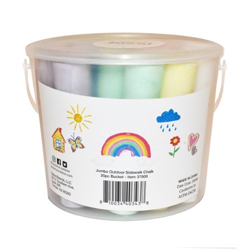 Salus Brands, LLC CocoNut Outdoor: Ray Dunn Jumbo Sidewalk Chalk 2 Pack - 40 Pcs, Non-Toxic, Washable Coors, 2 Buckets WORLDWIDE DELIVERY