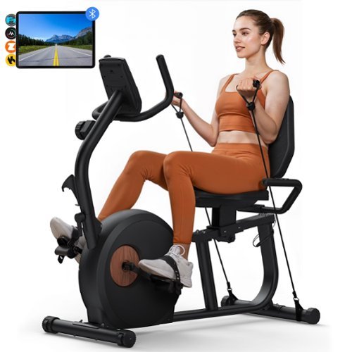 MERACH - S23 Exercise Bike, Recumbent Indoor Cycling Bicycle for Home with Smart Bluetooth,Exclusive App,Heart Rate Handle - Black-Front_Standard 