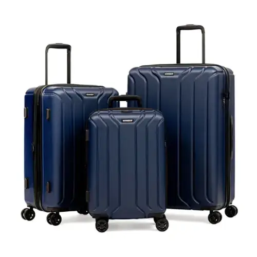 Front. Nonstop - Nonstop New York 3 Piece Set (20" 24" 28") 4-Wheel Luggage Set + 3 packing cubes - Navy.