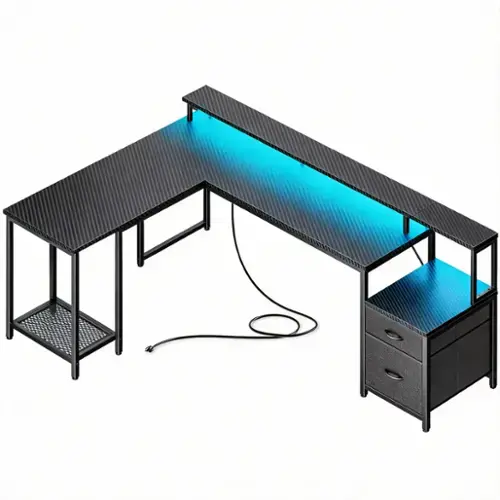 Carbon Fiber Black 66"L Desk
