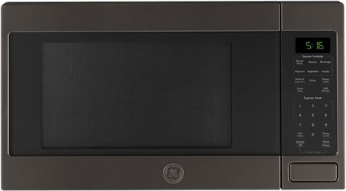 GE - 1.6 Cu. Ft. Countertop Microwave with Sensor Cooking and Defrost - Black Stainless Steel