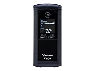CyberPower - Intelligent 1000VA UPS Battery Backup and Surge Protector, 9-Outlets, Black (CP1000AVRLCD) - Black/Gray