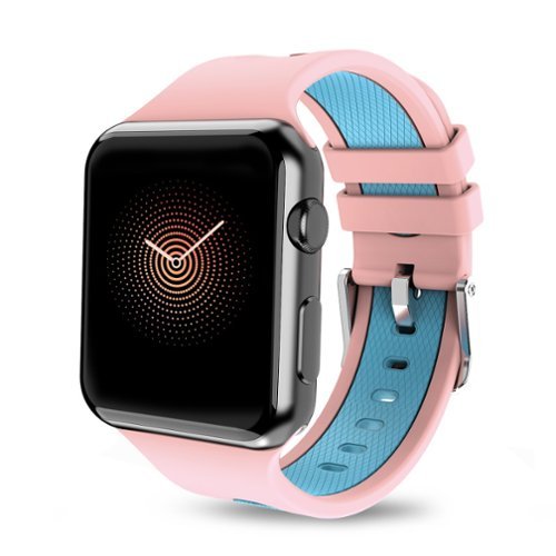 Mybat Pro - Silicone Antimicrobial Watchband for Apple Watch 38mm / 40mm - Teal - Pink-Front_Standard 
