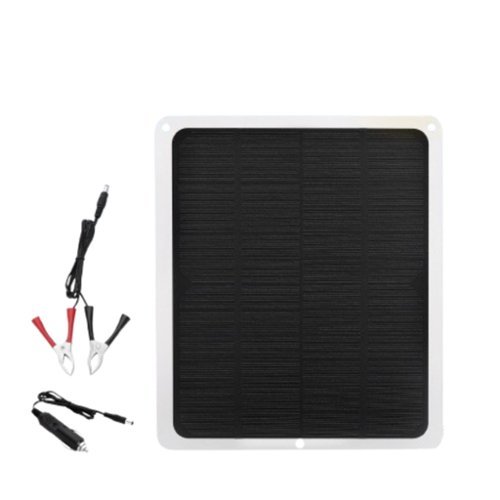 Stock Preferred - Solar Panel 10W 12V Trickle Battery Charger Kit Maintainer - Black-Front_Standard 