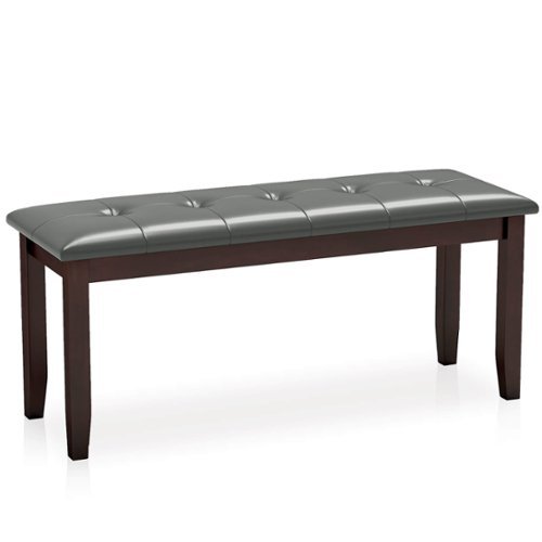 Costway Upholstered Dining Bench w/Padded Seat for Kitchen Bedroom Entryway Grey - Gray