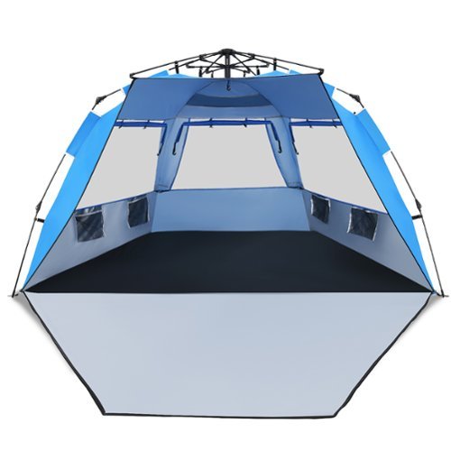 Costway 3-4 Person Easy Pop Up Beach Tent UPF 50Plus Portable Sun Shelter- Blue