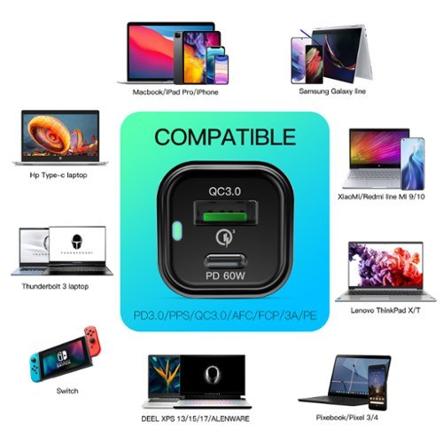Rexing 78W Vehicle Quick Charger with 1 USB-C & 1 USB Port Compatible with iPhone and Samsung Note - Black BUY IN MIDDLE EAST
