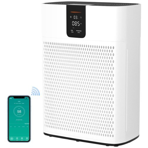 Topteng - HEPA Air Purifier - 2400 Sq.Ft Coverage,15dB Quiet, Smart App Control, two Filters, for Pet Hair/Dander/Odor/Dust - White-Front_Standard 
