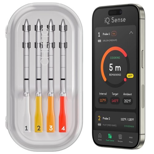 iQ Sense by CHEF iQ Smart Wireless Thermometer, WiFi Unlimited Range, 5 Sensors, 4 Ultra-Thin Probes - 2025 Gen 3-Front_Standard 