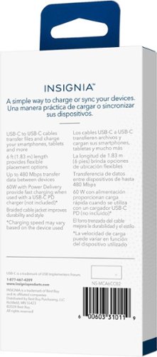 Insignia™ 6' USB-C to USB-C Braided Charge-and-Sync Cables (2-Pack) - Black BUY IN QATAR
