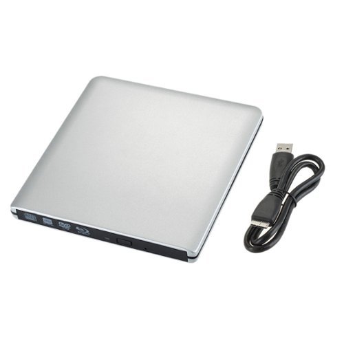 Topteng - Super Slim External Blu-ray Burner - 4K USB 3.0 Portable BD/DVD/CD Writer, 6X Speed,Plug & Play for Mac & Windows Laptop - Silver-Front_Standard 