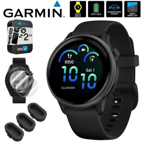 Garmin - VIVOACTIVE 6 Health & Fitness GPS Smartwatch + 2-Year Extended Warranty Accessory Bundle - Slate - (2025)-Front_Standard 