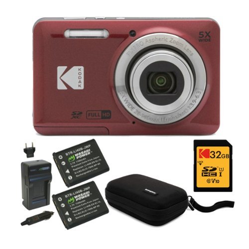 Kodak - PIXPRO Friendly Zoom FZ55 Digital Camera with Accessories Bundle - Red-Front_Standard 