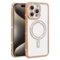 Entronix - Magnetic iPhone 14 Pro Case with Clear Back and Luxury Rhinestones - Gold-Front_Standard