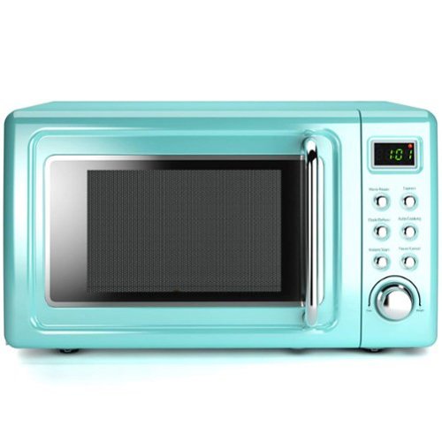 Costway - 0.7Cu.ft Retro Countertop Microwave Oven 700W LED Display Glass Turntable - Green-Front_Standard 