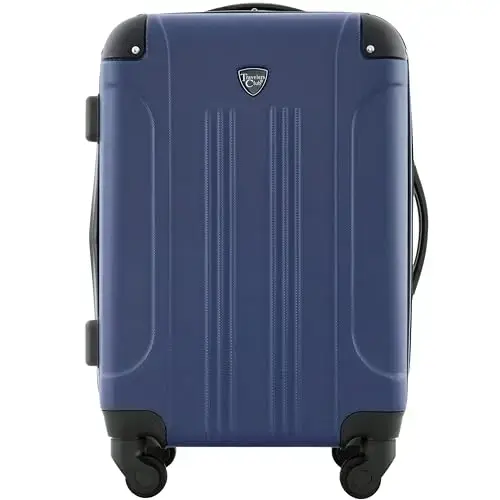 Front. Vulpecula Spade - Chicago Hardside Expandable Spinner Luggage, Navy Blue, 20" Carry-On - Navy Blue.