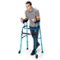 Costway - Folding Aluminum Alloy Wheel Walking Frame Adjustable Walker with Armrest Support Blue - Blue+ Black-Front_Standard