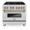 ZLINE - Autograph 36 in. Legacy Dual Fuel Range in Satin Steel & Bronze Accents (RASZ-SN-36-CB) - Stainless Steel-Front_Standard