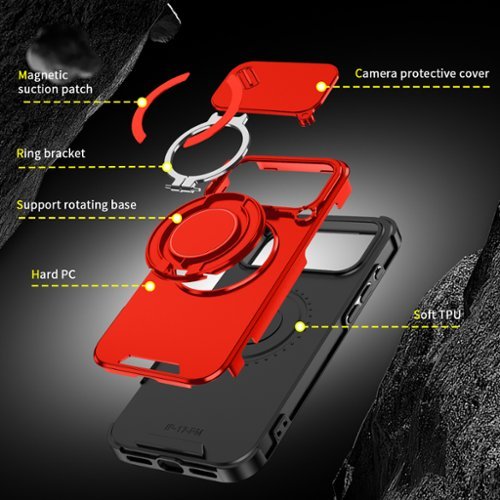 Dteck Magnetic Ring Stand Case for iPhone 17 Pro Max with Lens