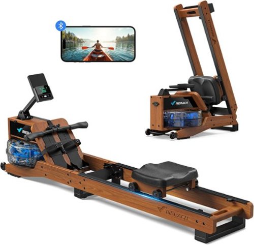 MERACH - Oak Water Rowing Machines for Home with 12 Enhanced Resistance Blade, Upgraded Handle, Adjustable Footpad - Wood-Front_Standard 