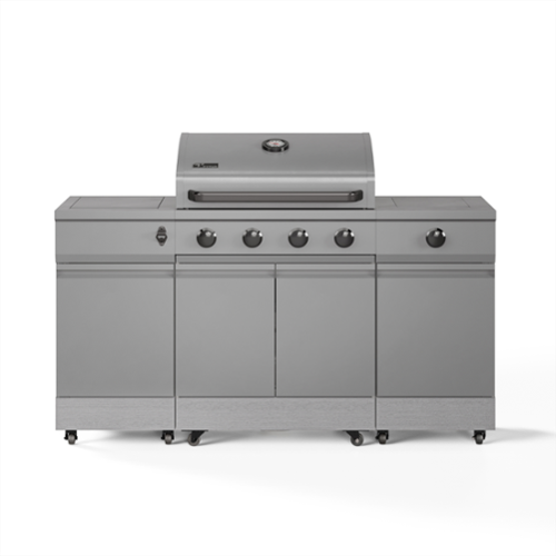 TYTUS Grills - Fresno 5-Burner LP/NG Convertible Grill in Gunmetal + Carbon Wood - Gray