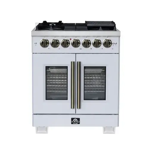 Front. Forno Appliances - Capriasca 4.32 Cu. Ft. Dual Fuel Range with French Door Design - White.