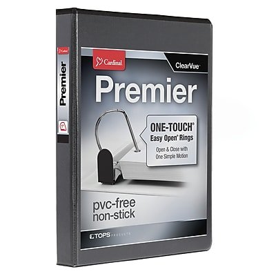 Cardinal - Premier ClearVue 1" 3-Ring Non-View Binders, D-Ring - Black - image 2