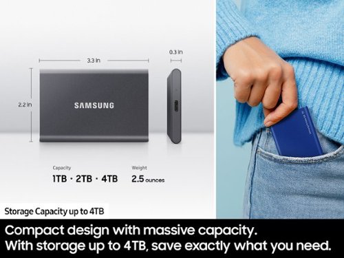 Samsung T7 1TB External USB 3.2 Gen 2 Portable SSD with Hardware