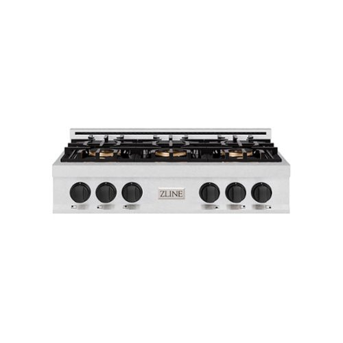 ZLINE - Autograph 36 in. Satin Steel Classic Rangetop with 6 DuoPro Burners and Black Accents (PCRTSZ-36-MB) - Satin Stainless Steel-Front_Standard 