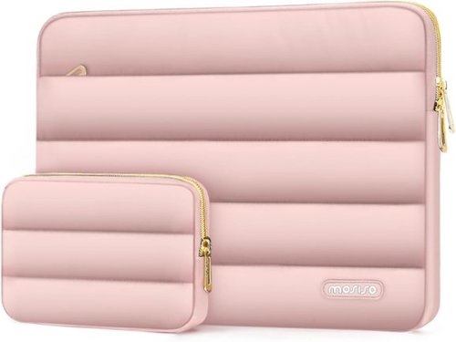 mosiso - Puffy Laptop Sleeve 13-13.3 inch for MacBook Air 13 13.6 M4 M3 M2 M1/Pro 13/Pro 14, HP Dell ASUS Lenovo - Pink-Front_Standard 