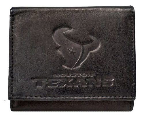 Rico Industries - Houston Football Texans - Distressed Look - Embossed Logo Black Leather Trifold Wallet - Multi-Front_Standard 
