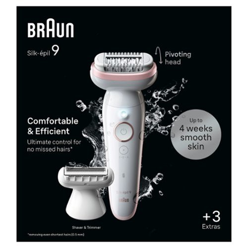 Braun Silk-épil 9 Pivoting Head, Wet and Dry Epilator, Includes Shaver Head and Trimmer Comb - White/Flamingo HOW TO BUY