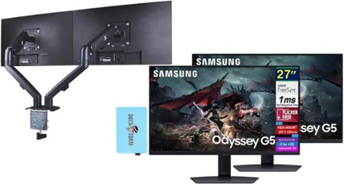 Samsung - Odyssey G50D 27" QHD IPS Monitor, HDMI, Color (LS27DG500ENXZA) 2 Pack w/DKZ Hub & Ergoflexy Dual Mount Arm - Black-Front_Standard 