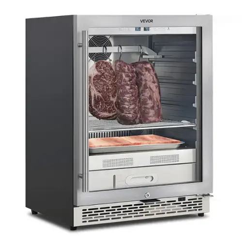 Front. VEVOR - 99 LBS Dry Aging Fridge for Steaks, Meat Aging Refrigerator with Accurate Temperature and Humidity Regulation - Silver.
