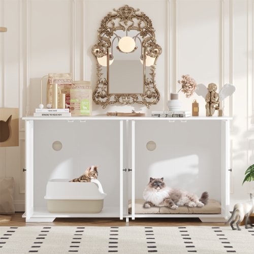 Famapy - Modern Cat Litter Box Enclosure Cabinet Hidden Cat Furniture with Storage & Ventilation for Stylish Homes-Front_Standard 