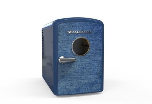 Frigidaire 9 Can Denim Retro Beverage Portable Mini Refrigerator Indigo Denim: 0.211 Cu Ft, ETL Listed, Thermoelectric