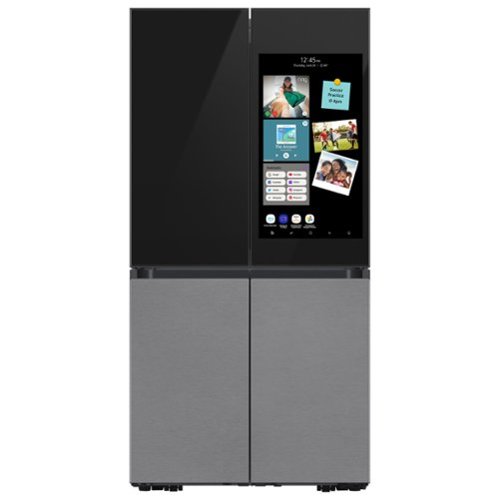 Samsung - BESPOKE 23 cu. ft. 4-Door Flex Counter Depth Smart Refrigerator with Family Hub+ - Charcoal Glass Top-Front_Standard 