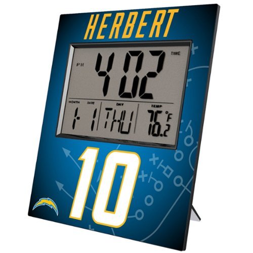 Keyscaper - Justin Herbert Los Angeles Chargers Digital Desk & Wall Clock - Multicolor-Front_Standard 