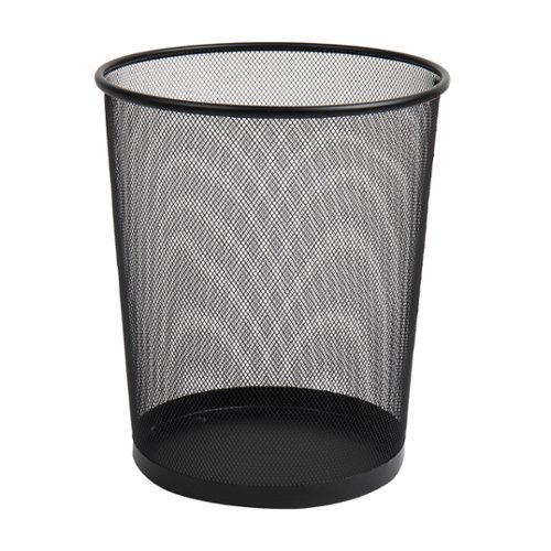 Mind Reader - Mesh Trash Can, 16.65L (4.4 gal), Waste Paper Basket, Round, Office, Metal Mesh, 11.5"L x 11.5"W x 13.75"H - Black-Alt_View_Standard_18 