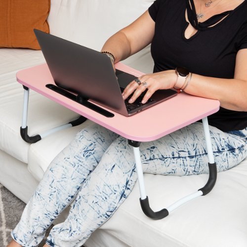 Mind Reader Lap Desk Laptop Stand, Bed Tray, Folding Legs, Couch Table, Portable, MDF , 23.25L x 13.75W x 10.5H - Pink HOW TO BUY