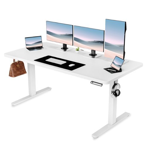 GTPlayer - Electric Standing Desk 55 x 24 IN Sit Stand up Desk - White-Front_Standard 